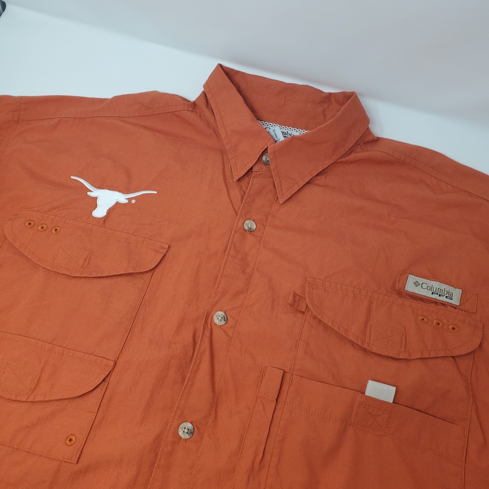 Texas Longhorns Shirt Mens XL Orange NCAA Football PFG Columbia XM7891